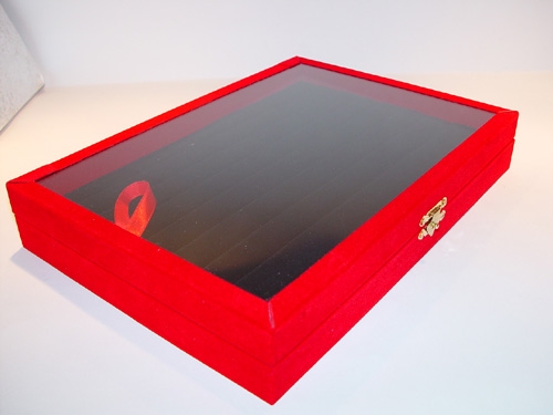 玻璃戒盒-外紅內黑-大